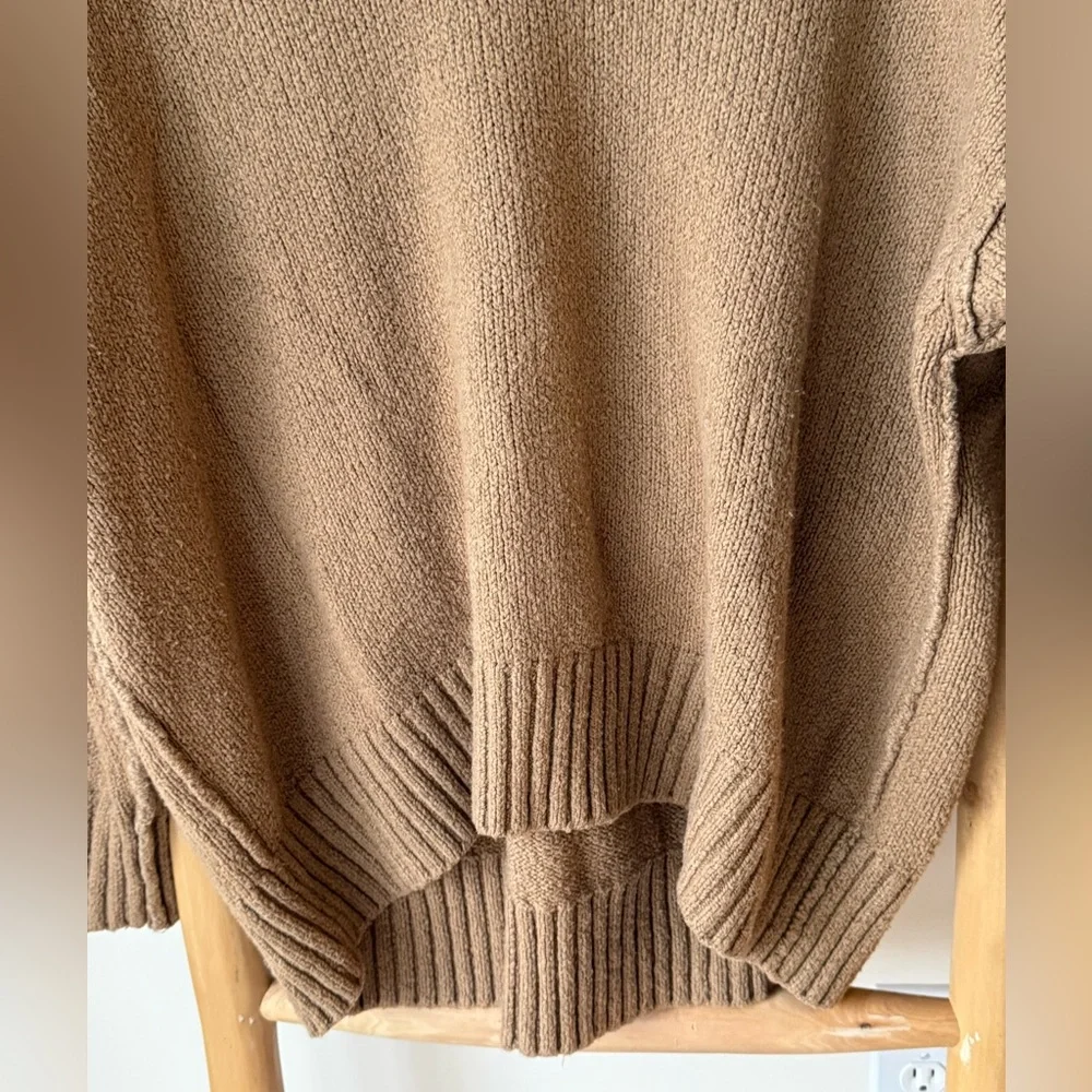 Free People Brookside Boho Soft Oversized Scoopneck Tunic Sweater Desert Camel M